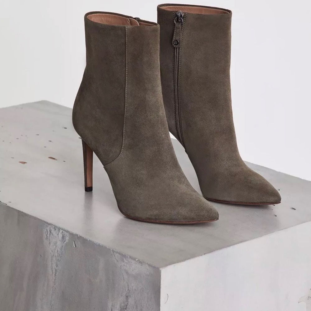 BCBG MAXAZRIA AVA SUEDE STILETTO BOOTIES.